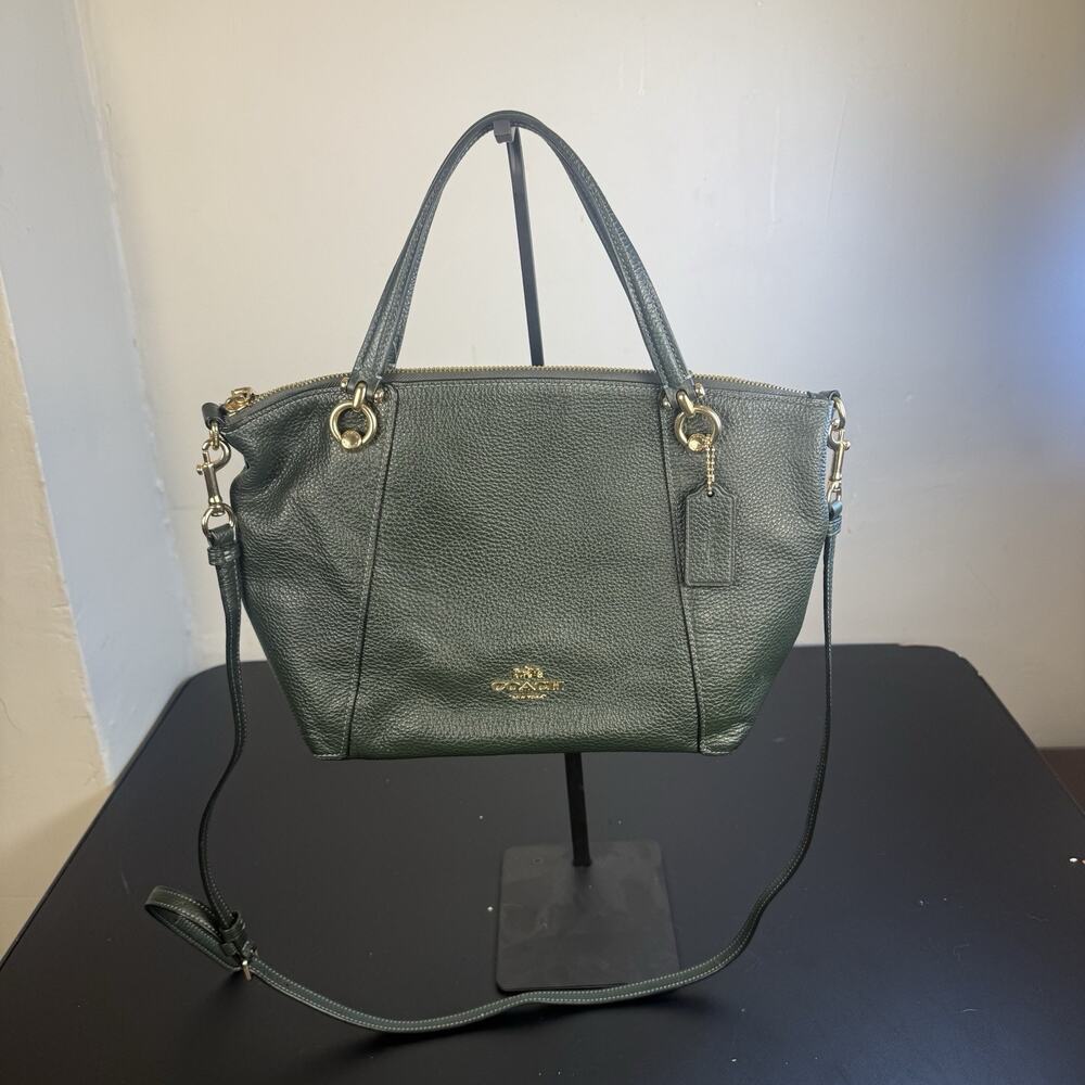 Coach C6229 Kacey Emerald Green Pebble Leather Satchel Crossbody Bag